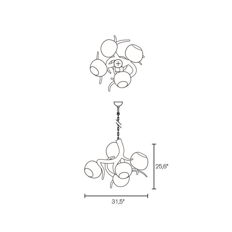 Ersa Chandelier Suspension 5 Light Dimensions