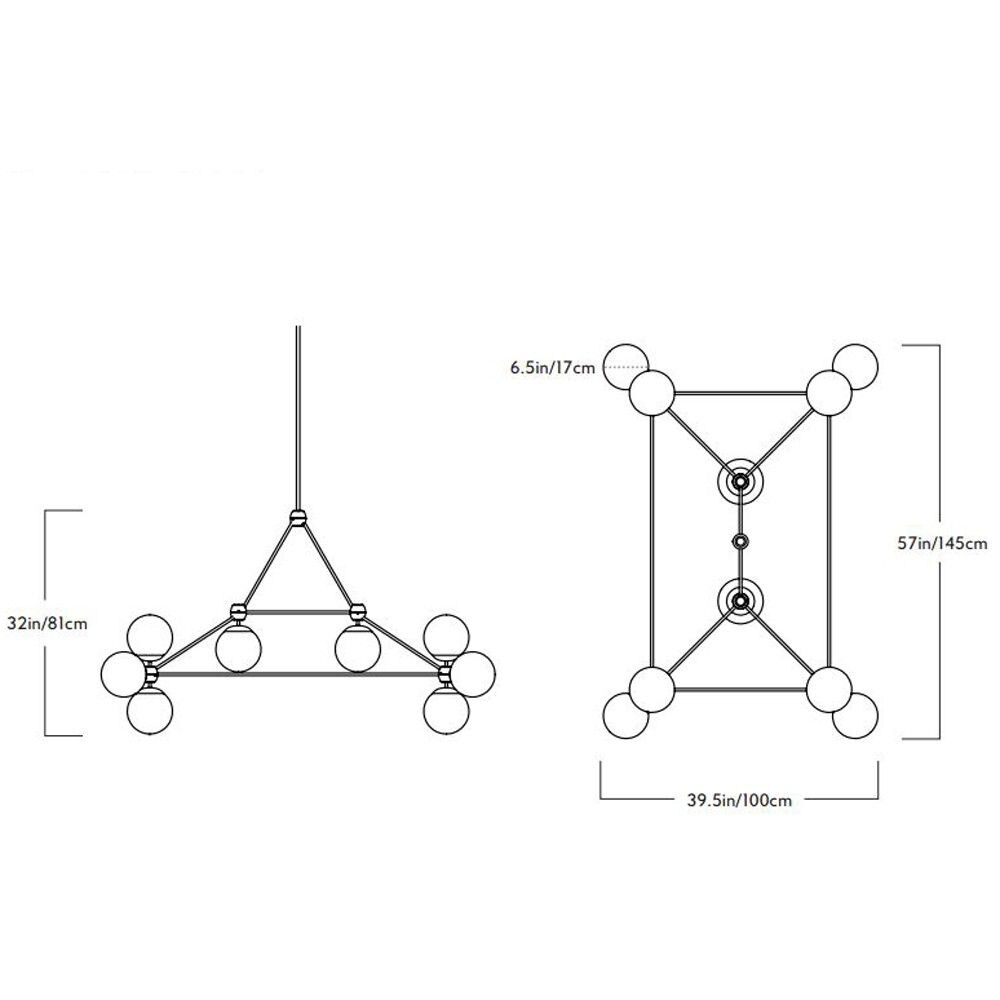 Modo Rectangle 14 Globe Suspension Dimensions