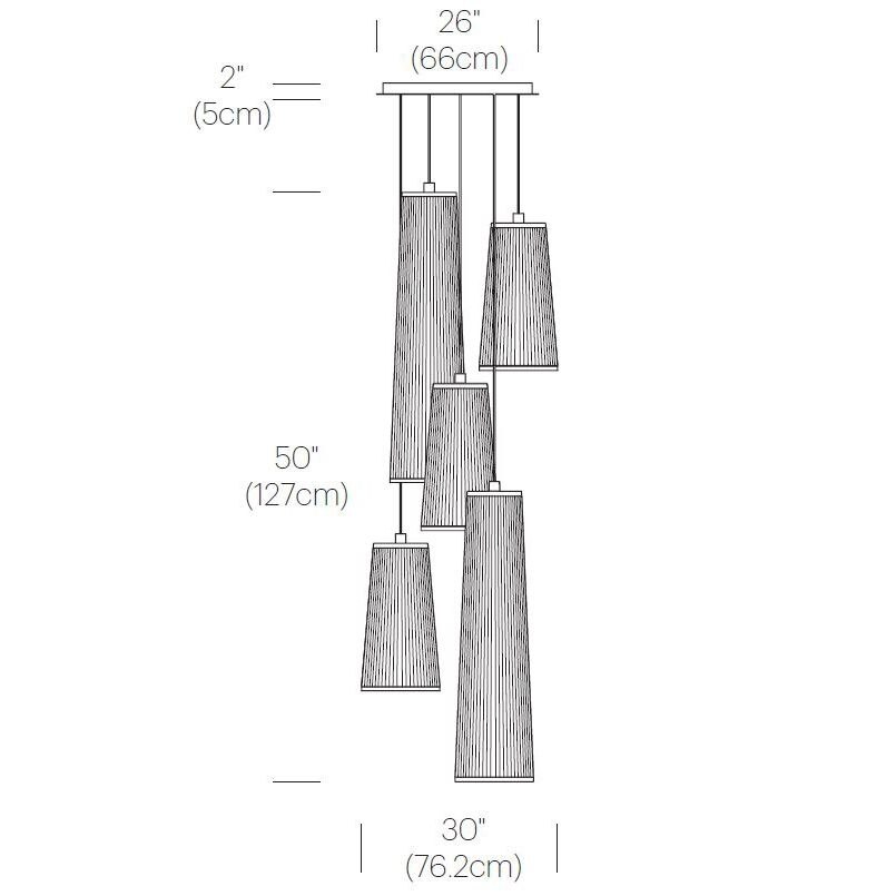 Solis Mix Chandelier 5 Suspension Dimensions
