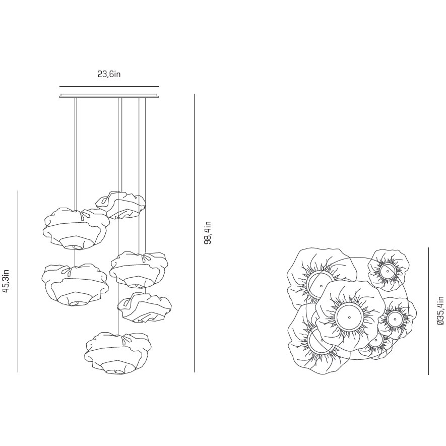 Nevo 6 Light Composition Suspension Dimensions