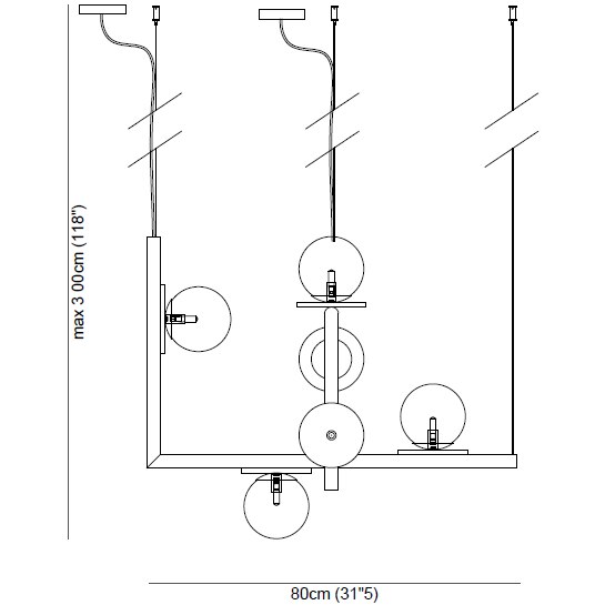 Afrodite Double Pendant Suspension Dimensions