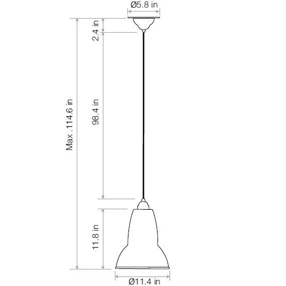 Original 1227™ Brass Maxi Pendant Suspension Dimensions