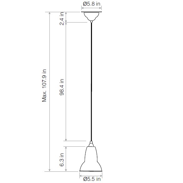 Original 1227™ Brass Pendant Suspension Dimensions