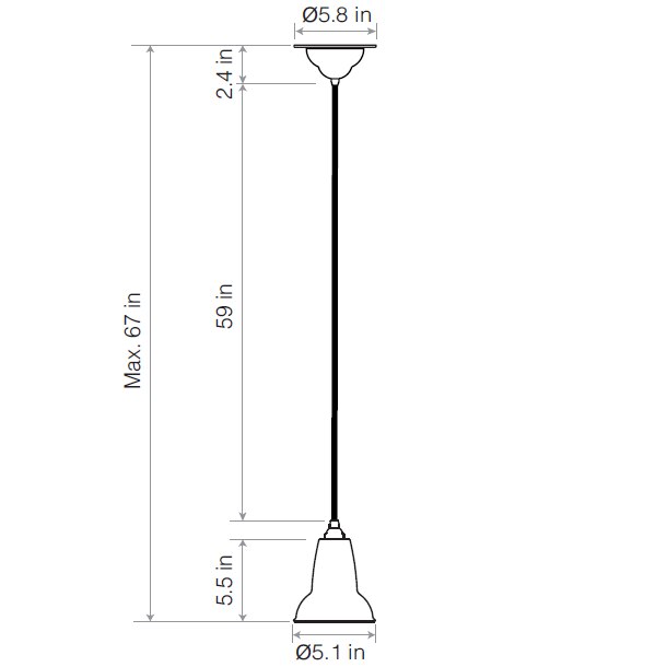 Original 1227™ Mini Ceramic Pendant Suspension Dimensions