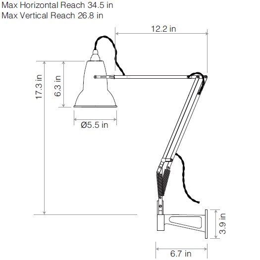 Original 1227™ Wall With Wall Bracket Dimensions