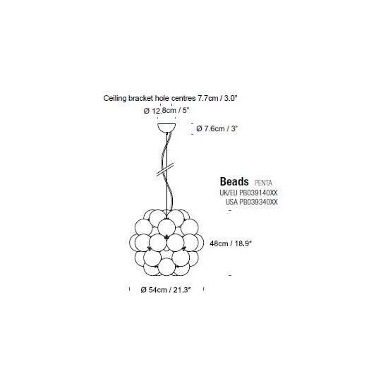Beads Penta Suspension Dimensions