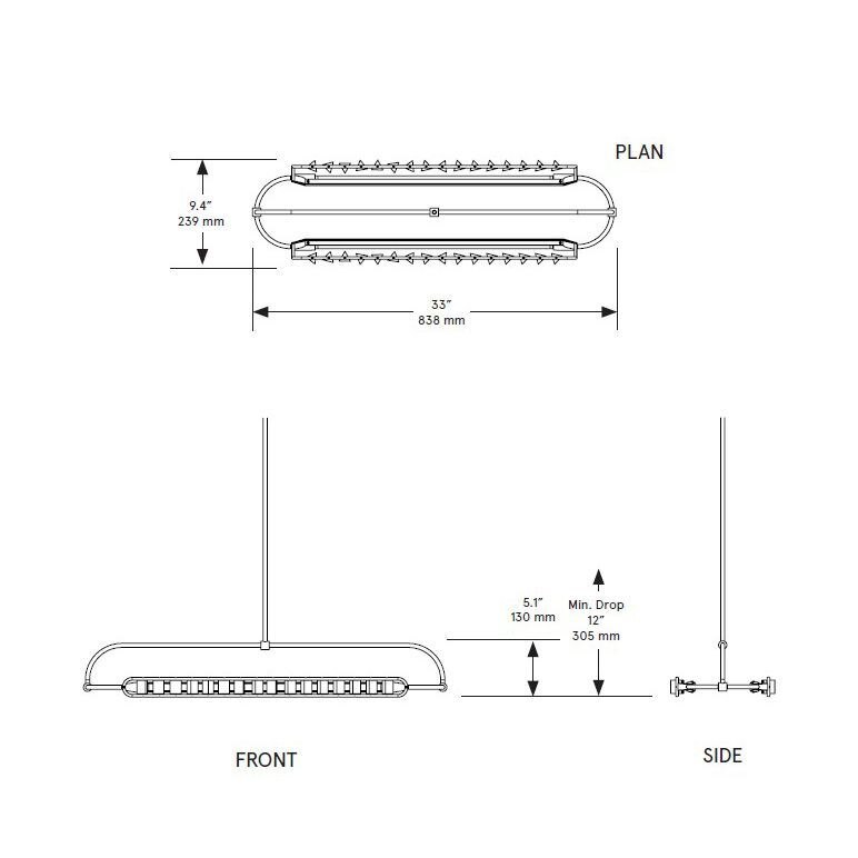 Phaedra Horizontal 33 Suspension Dimensions