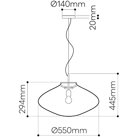 Disc Pendant Metal Coated Suspension Dimensions