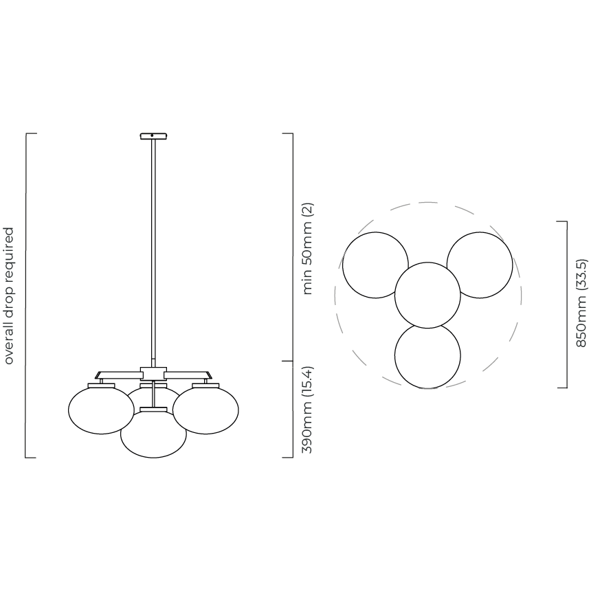 Cloudesley Small Suspension Dimensions