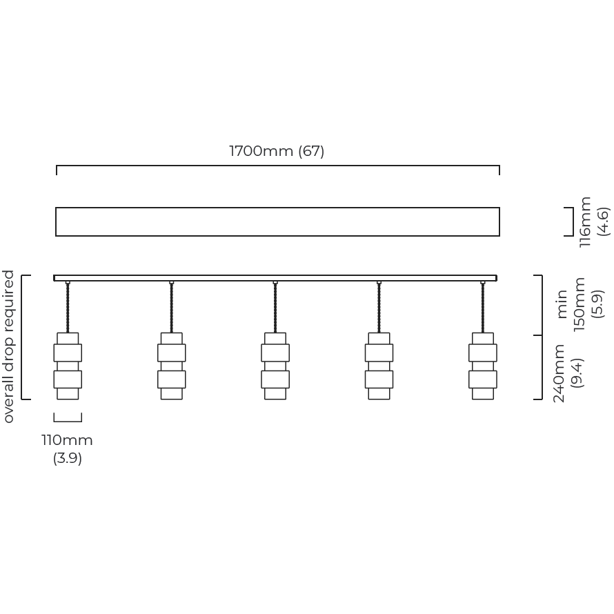 Ring Cluster Long 5 Suspension Dimensions
