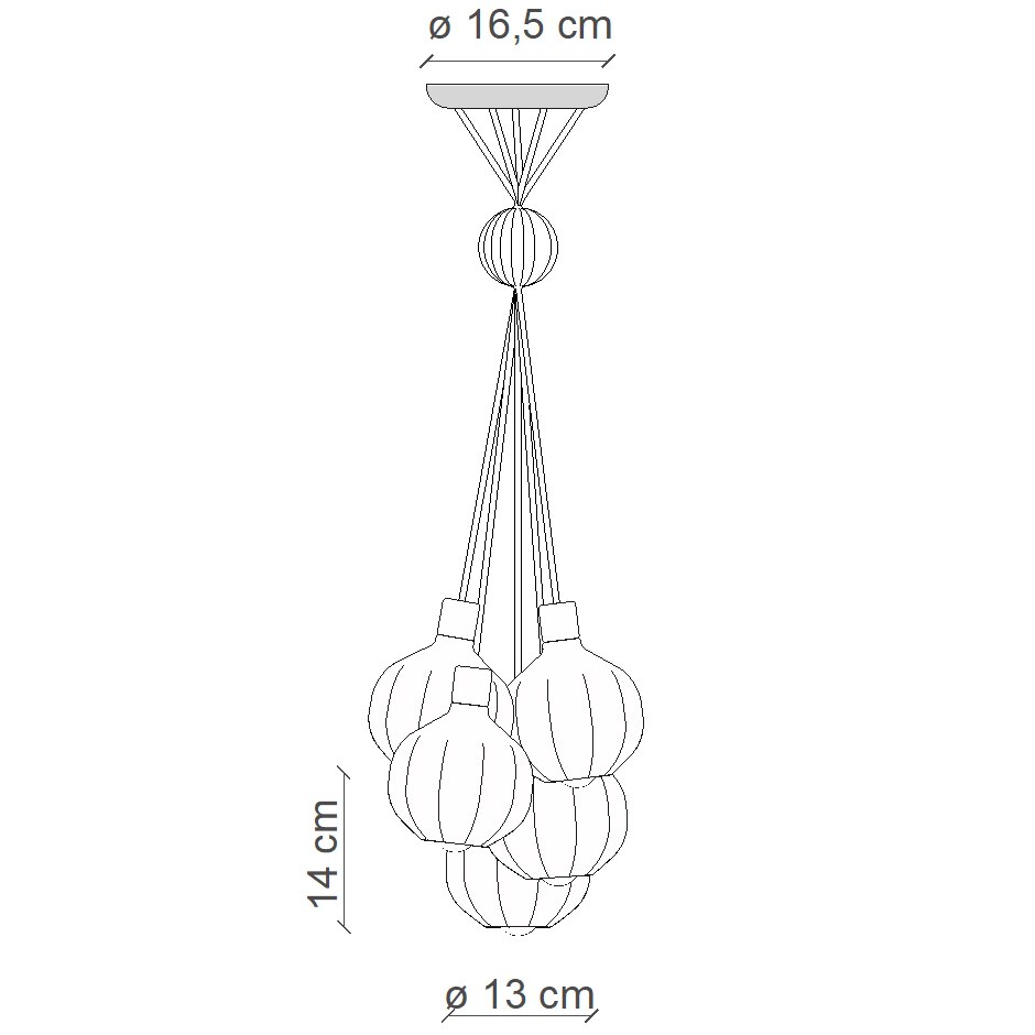 Afoxe C26XX 6-Lights Pendant Suspension Dimensions