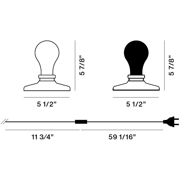 Light Bulb Table Dimensions