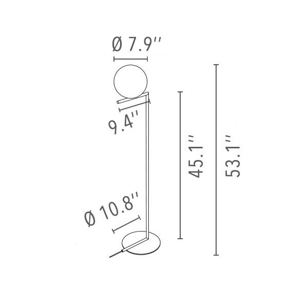 IC Lights F Black Floor Dimensions