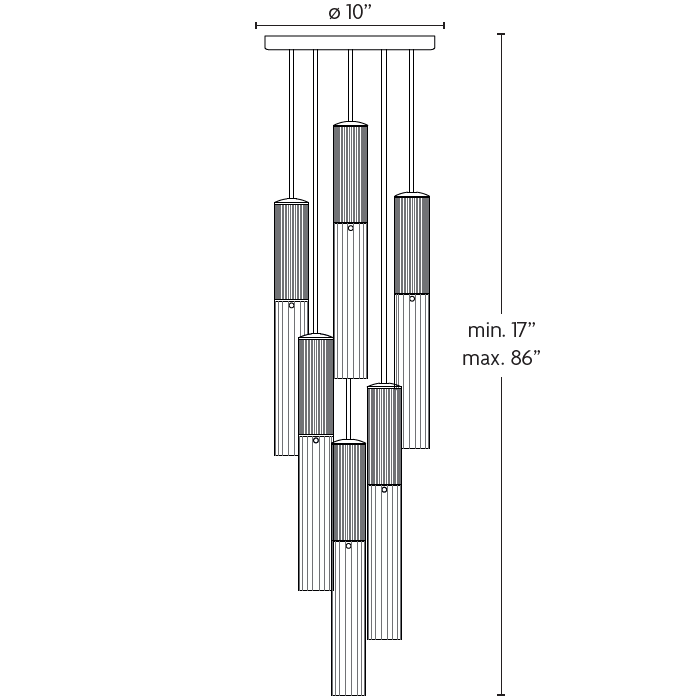 Flume 50 6-Light Suspension Dimensions