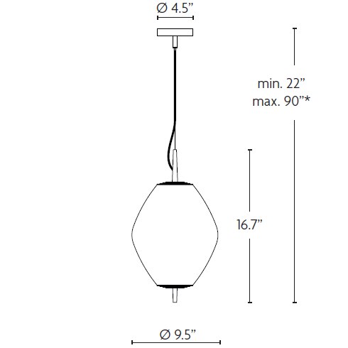 Nova Tall Pendant Suspension Dimensions