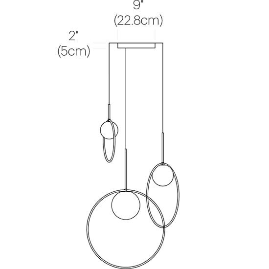 Bola Halo 3 Light Chandelier Suspension Dimensions