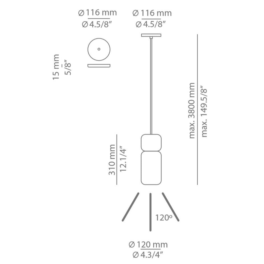 Pila T-3555-M Suspension Dimensions
