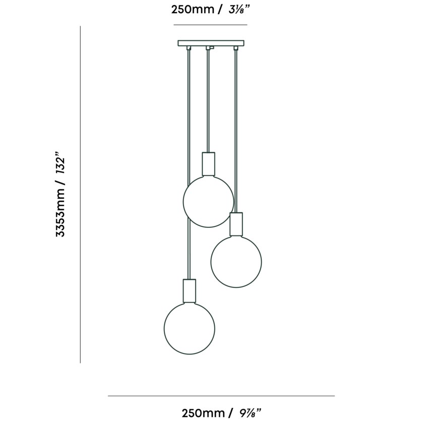 Alumina Triple Pendant Suspension Dimensions