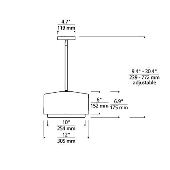 Roton 12in Outdoor Suspension Dimensions