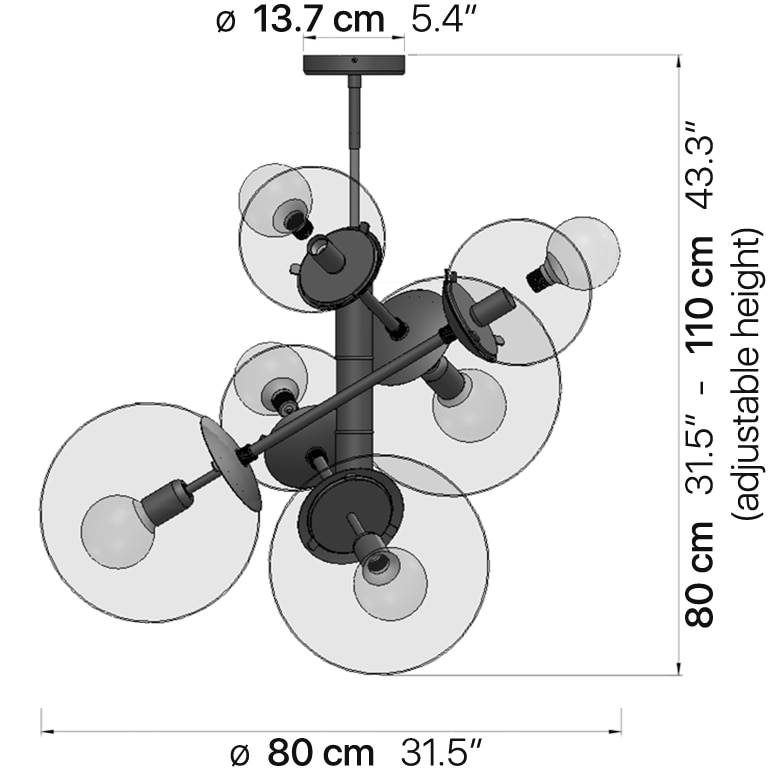 Global P6L Pendant Suspension Dimensions