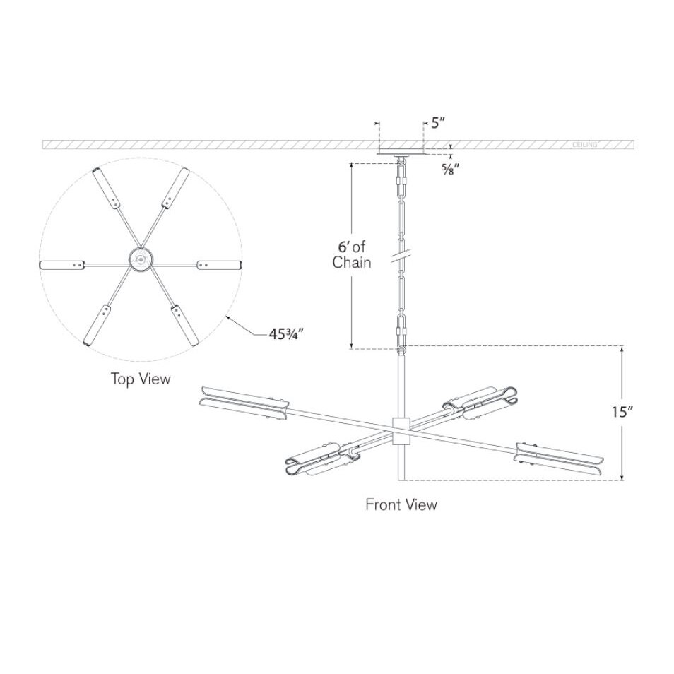 Casoria XL Radial Chandelier Suspension Dimensions
