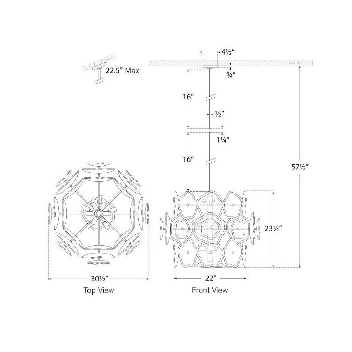 Leighton Large Barrel Chandelier Suspension Dimensions
