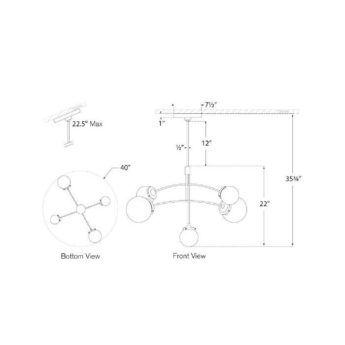 Prescott Medium Mobile Chandelier Suspension Dimensions