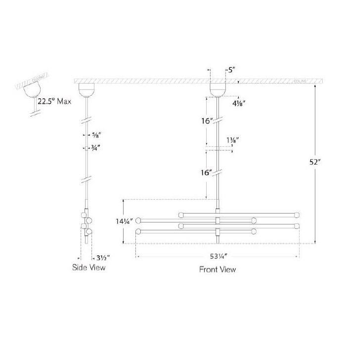 Rousseau Eight Light Articulating Chandelier Suspension Dimensions