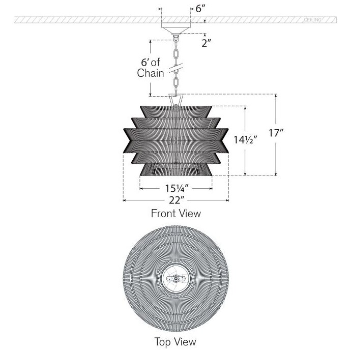 Antigua Drum Chandelier Suspension Dimensions