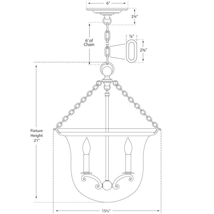 Country Medium Bell Jar Lantern Suspension Dimensions