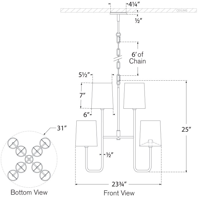 Go Lightly Medium Chandelier Suspension Dimensions