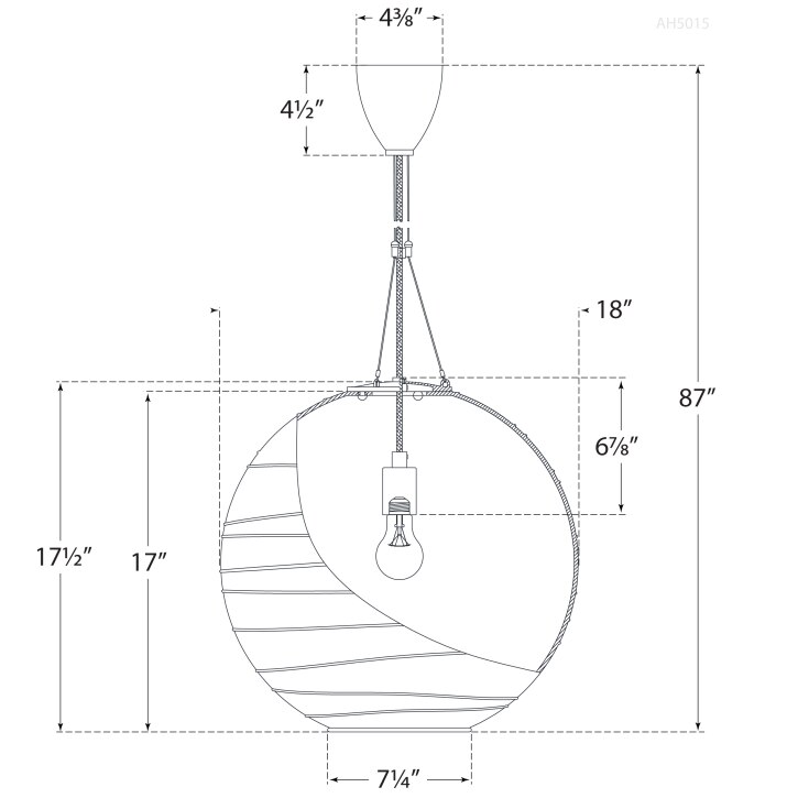 Hailey Medium Round Pendant Suspension Dimensions