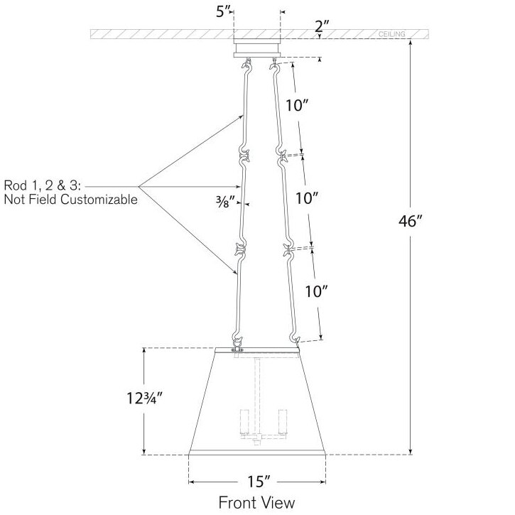 Lily Hanging Shade Suspension Dimensions