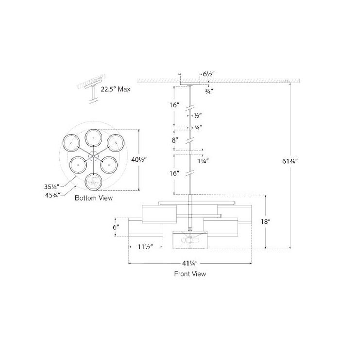 Walker Offset Chandelier Suspension Dimensions